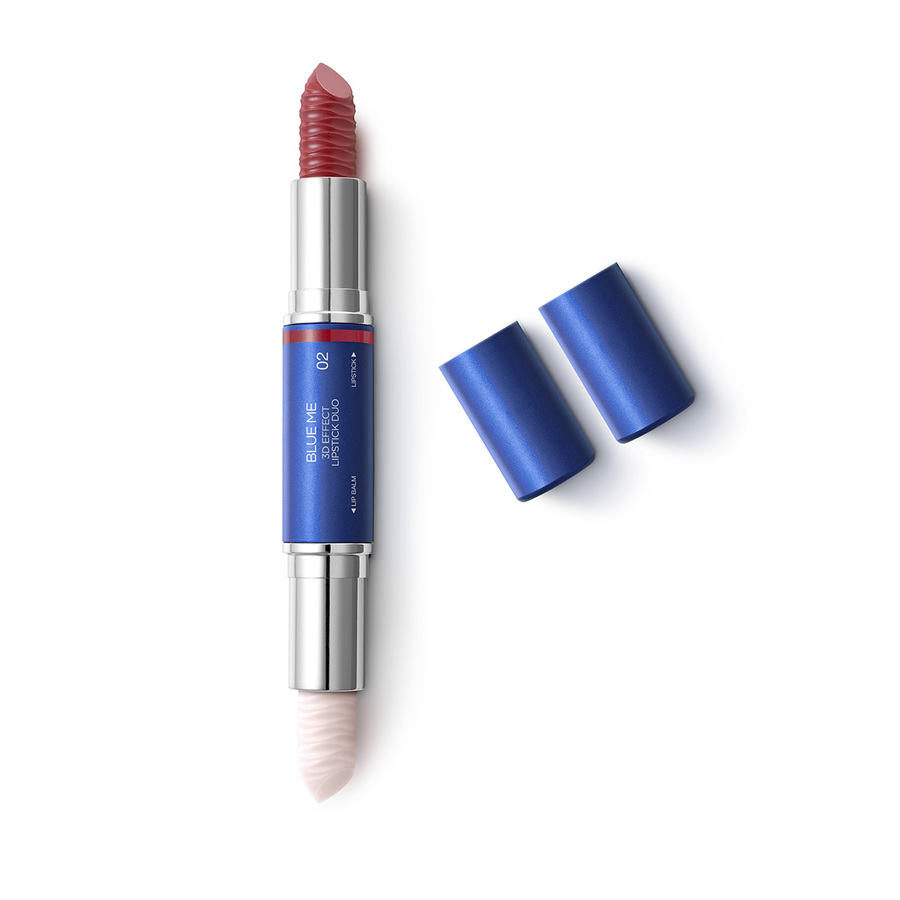 رژ لب جامد دو طرفه رژ+بالم 02  KIKO MILANO BLUE ME 3D EFFECT