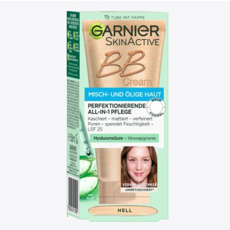 بی بی کرم حاوی آبرسان و spf25 مخصوص پوست نرمال+مختلط+چرب GARNIER BB crème hell