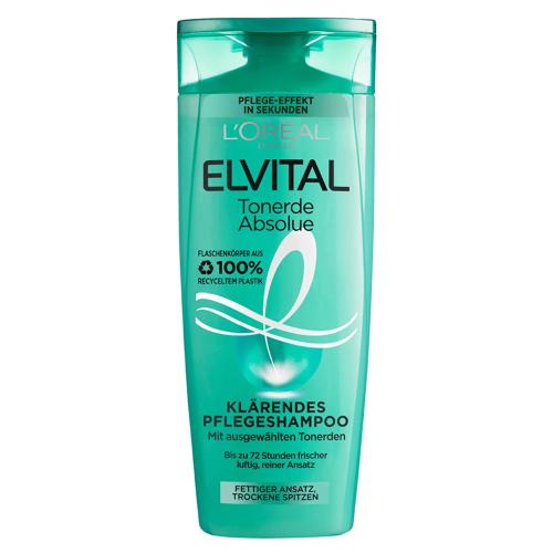 شامپو خاک رس مخصوص کف سر چرب و نوک موهای خشک و آسیب دیده  loreal tonerde absolue elvital 250ML