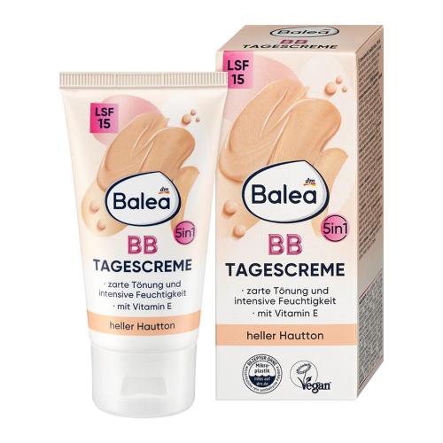 بی بی کرم باله آ حاوی مرطوب کننده + ویتامین E دارای spf15 مخصوص رنگ پوست روشن balea tagescreme bb 5 in 1