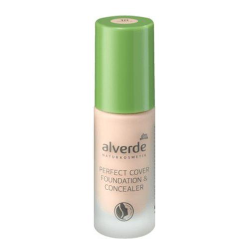 کرم پودر و کانسیلر با پوشانندگی بالا کاملا گیاهی ALVERDE  perfect cover foundation & concealer 10