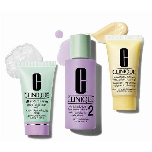 پک روتین 3 مرحله ای شستشوی صورت -ژل شستشو 30ML+لایه بردار روزانه60ML+مرطوب کننده CLINIQUE 30ML
