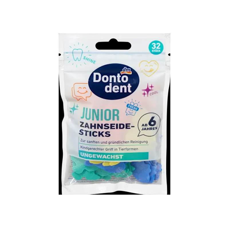 نخ دندان استیکی کودکان بالای 6 سال dontodent junior zahnseide sticks 32st