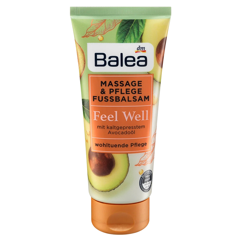 کرم ماساژ و مراقبت کننده شدید کف پا حاوی روغن آووکادو balea massage & pflege fussbalsam feel well mit avocado ol