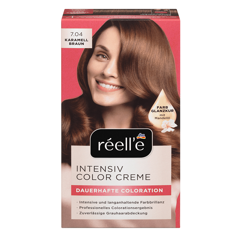 رنگ مو کاراملی قهوه ای reelle INTENSIV COLOR CREME 7.04