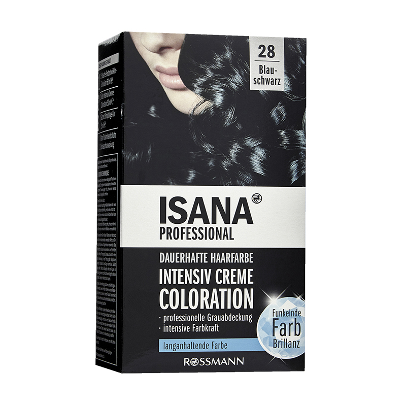 رنگ مو بانوان شماره 28 رنگ مشکی پر کلاغی ISANA INTENSIV CREME COLORATION