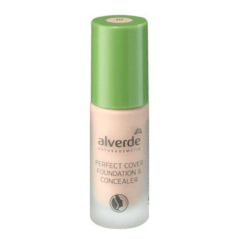 کرم پودر و کانسیلر با پوشانندگی بالا کاملا گیاهی ALVERDE  perfect cover foundation & concealer 10