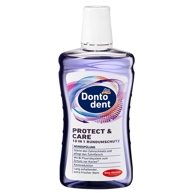 دهان شویه 10 در 1 محافظت کننده همه کاره حاوی  و محافظت کننده در برابر پوسیدگی donto dent protect & care 10in 1 rundumschutz