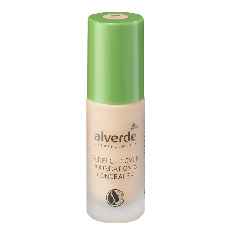 کرم پودر و کانسیلر با پوشانندگی بالا کاملا گیاهی ALVERDE  perfect cover foundation & concealer 20