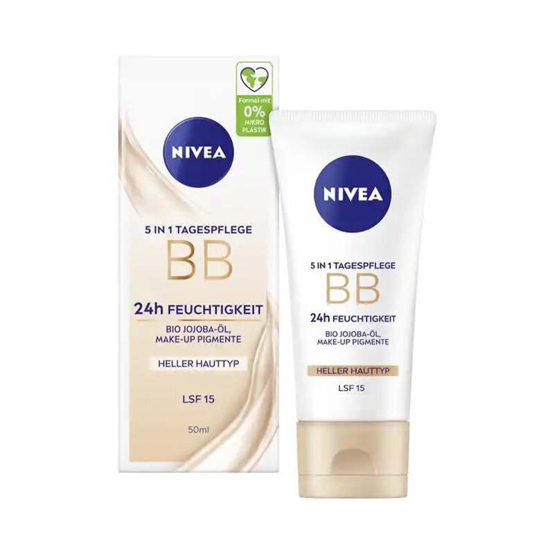 بی بی کرم 5در1 حاوی روغن  جوجوبا رنگ روشن   NIVEA 5IN1 BB CREME SPF15 50ML