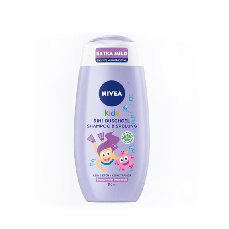 شامپو سه کاره کودک NIVEA KIDS 3 IN 1 DUSCHGEL & SHAMPOO & SPULUNG Bezaubernder Beerenduft