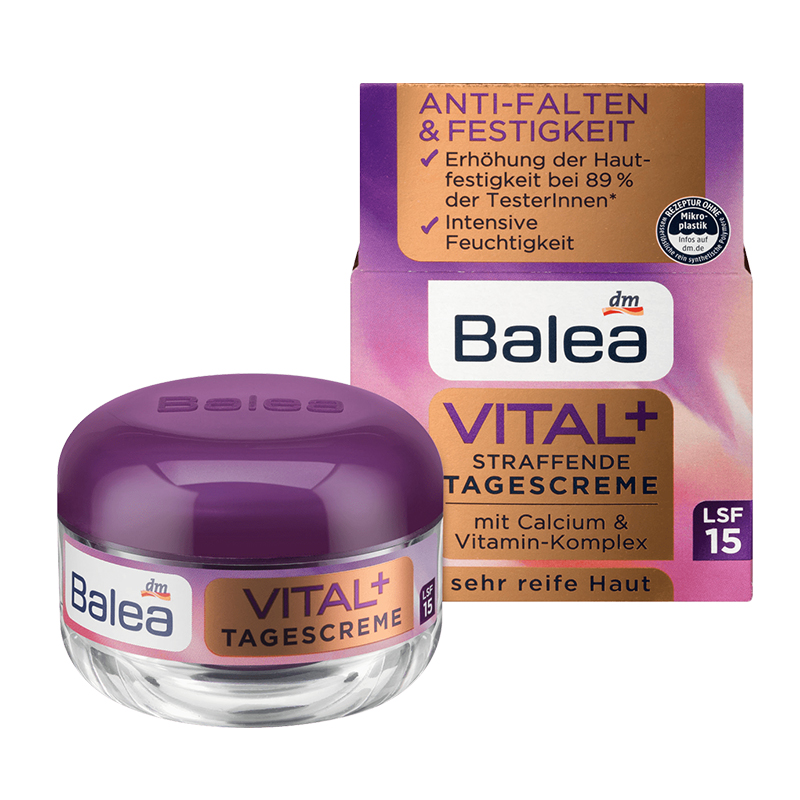 کرم ضد چروک حاوی کلسیم و ویتامین کمپلکس مخصوص روز مناسب سن 50تا70 Balea VITAL+ TAGESCREME