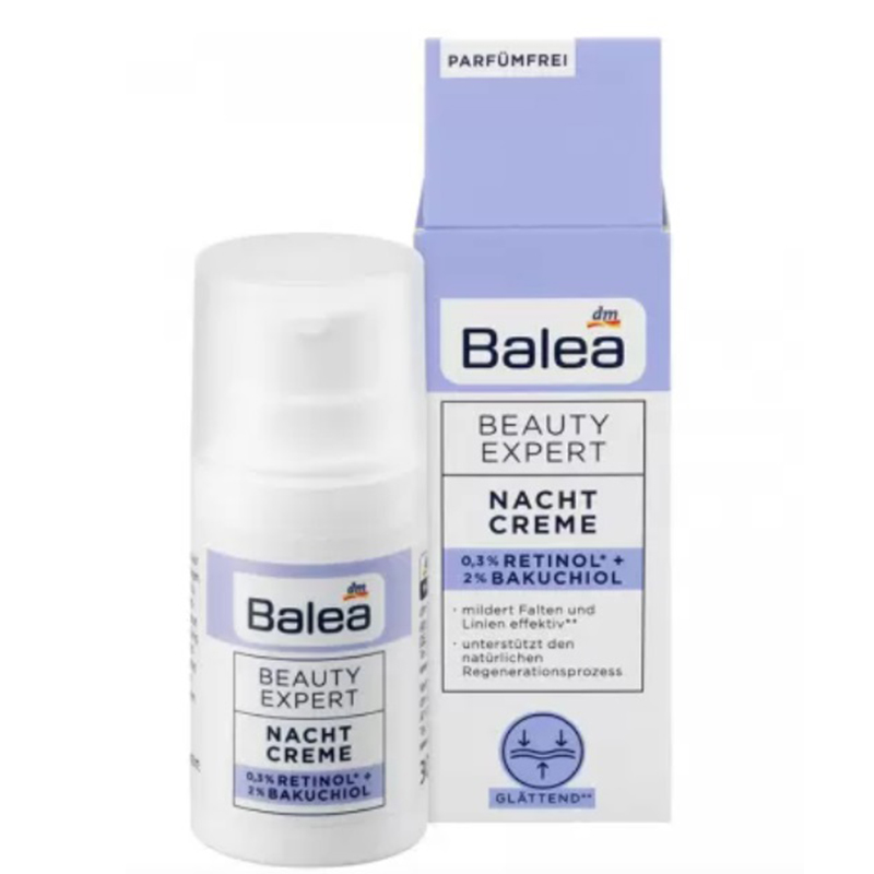 کرم لیفت و ضدچروک حاوی رتینول و باکوچیول مخصوص شب balea beauty expert nacht crème