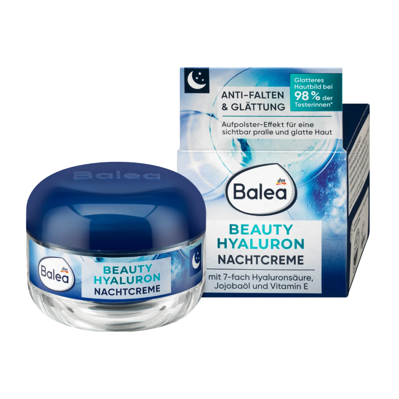 کرم شب ضدچروک+لیفت حاوی هیالورون و ویتامین ی 30 -50 سال صورت  Balea BEAUTY hyaluron nacht CREME
