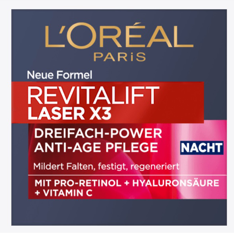 کرم ضد چروک حاوی رتینول و آبرسان و ویتامین سی مخصوص شب  LOREAL REVITALIFT LASER X3