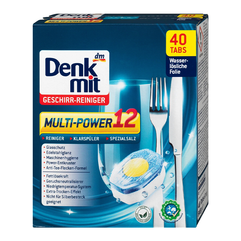 قرص  40 عددی ماشین ظرفشویی(شامل نمک +جلادهنده) Denk mit MULTI-POWER 12