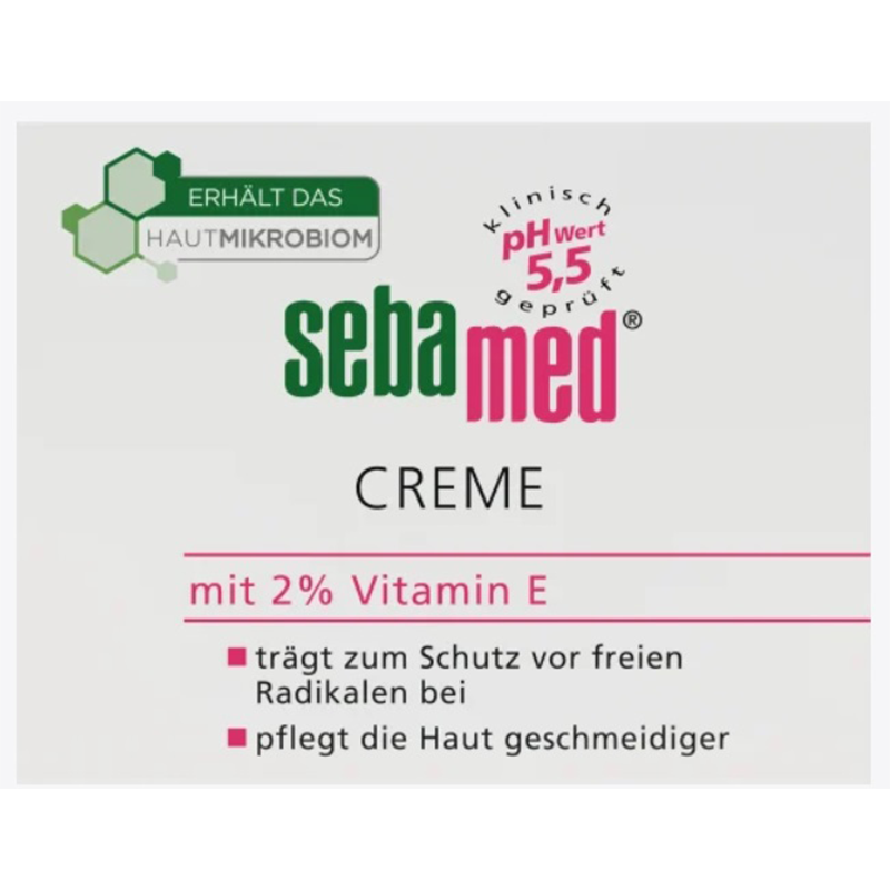 کرم مرطوب کننده و ضد لک و محافظت کننده در برابر اشعه های مضر محیطی sebamed crème mit 2darsad vitamin E