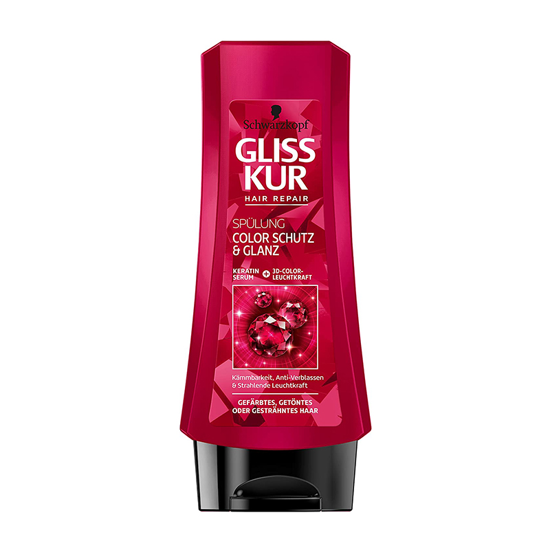 نرم کننده مو ترمیم و درخشان کننده حاوی کراتین مناسب موهای رنگ شده GLISS KUR SPULUNG COLOR SCHUTZ & GLANZ