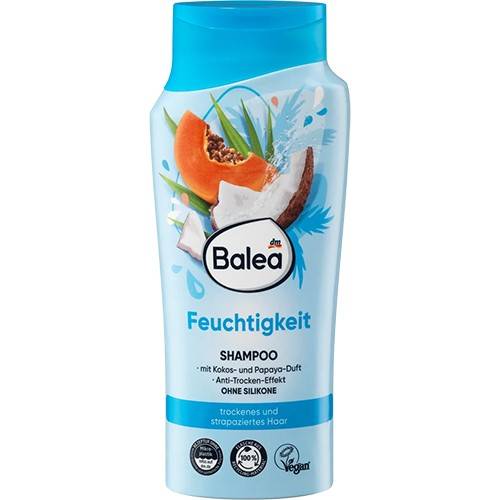 شامپو مخصوص موهای خشک و آسیب دیده عصاره نارگیل و پاپایا balea feuchtigkeit shampoo 300ml