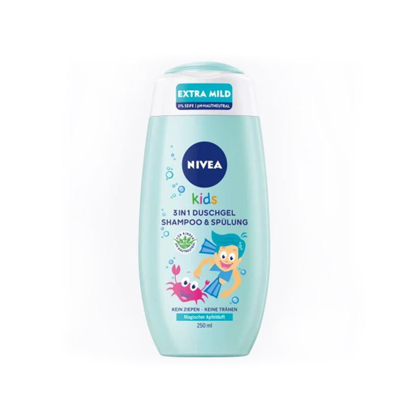 شامپو سه کاره کودک NIVEA KIDS 3IN1 DUSCHGEL & SHAMPOO & SPULUNG MAGISCHER Apfelduft