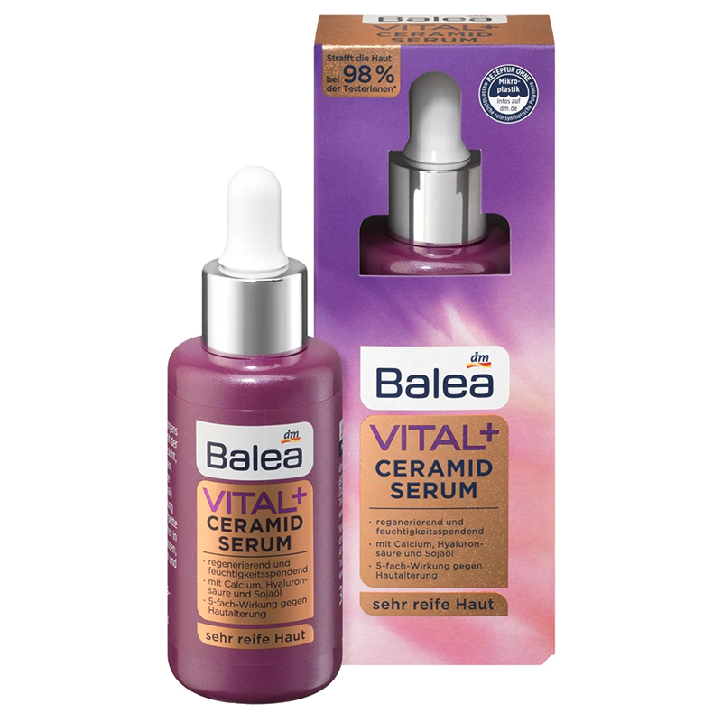 سرم ضدچروک و لیف کننده پوست مخصوص 55 تا 70 سال balea vital+ ceramid serum