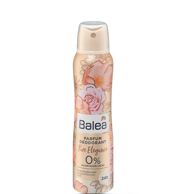 اسپری دئودورانت فاقد آلومینیوم رایحه گل های بهاری با ماندگاری 24 ساعته balea parfum deodorant pure eleyahce