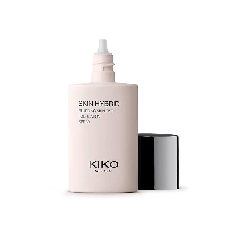 کرمپودر آبرسان بافت مایع حاوی ضد آفتاب kiko milano skin hybrid Blurring skin tint 02 spf 30