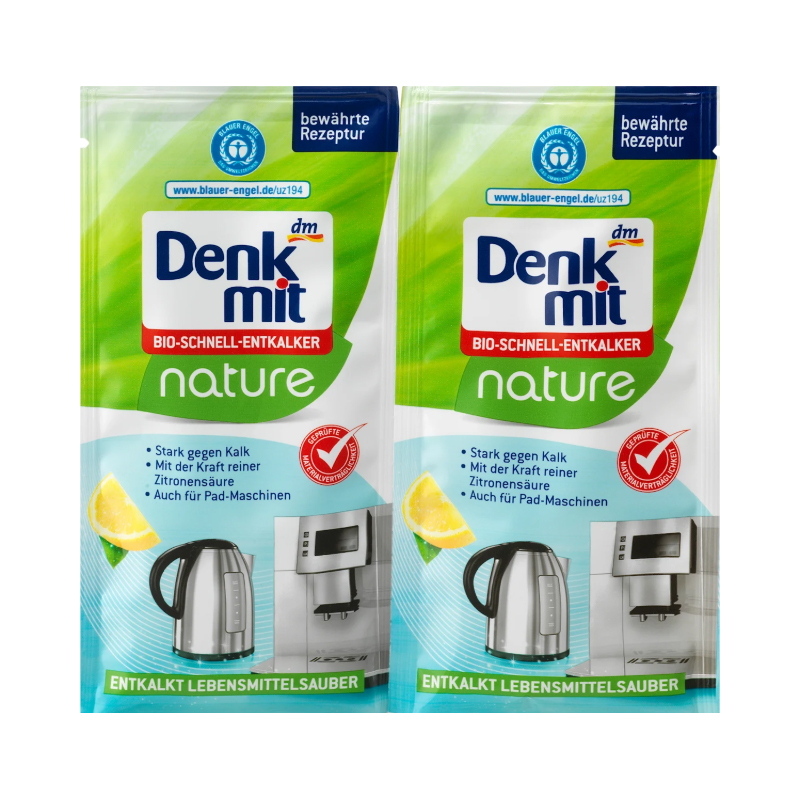 پودر جرمگیر لوازم برقی اسپرسوساز+چای ساز بسته 2 عددی رایحه لیمو denk mit bio schnellentkalker