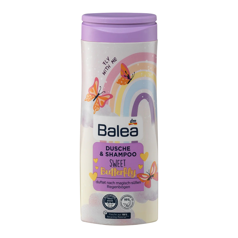 شامپو سر و بدن بچگانه balea dusche & shampoo sweet butterfly