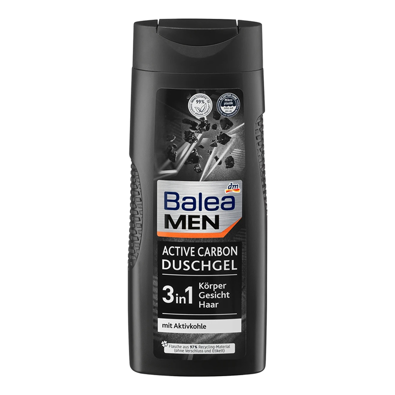 شامپو ذغال اکتیو مخصوص آقایان 3 در 1 سر+بدن+صورت balea men active carbon duschgel