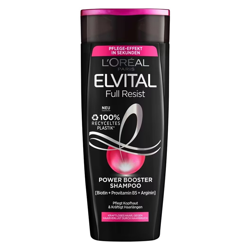 شامپو ضدریزش مخصوص موهای ضعیف و نازک حاوی بیوتین و پرو ویتامین ب 5 loreal full resist elvital