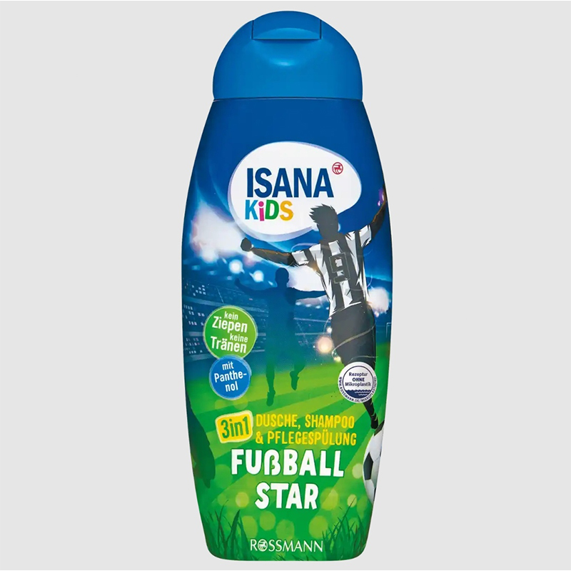 شامپو سر+بدن+نرم کننده مو مخصوص کودک پسرانه ISANA KIDS FUBALL STAR 3in1