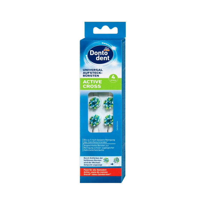 یدک مسواک برقی 4 عددی قابل استفاده برای برند های dontodent و oral_B با تمیز کنندگی قوی  donto dent universal aufsteck bursten active croos