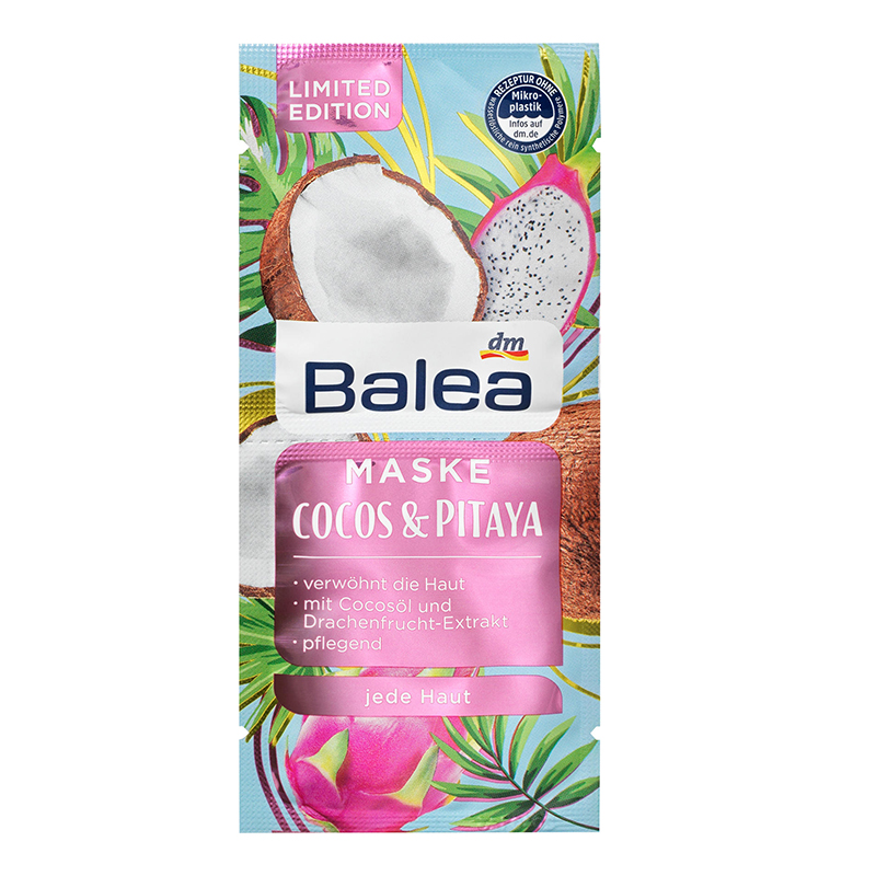 ماسک صورت رطوبت رسان و آبرسان حاوی روغن نارگیل balea maske cocos & pitaya