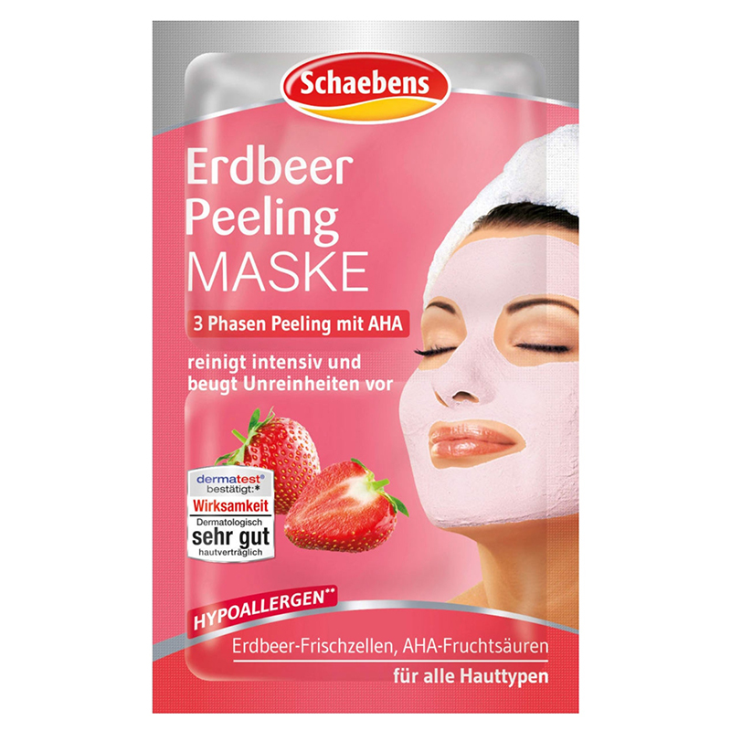 ماسک صورت لایه بردار و پاکسازی پوست حاوی رایحه توت فرنگی  schaebens maske erdbeer peeling