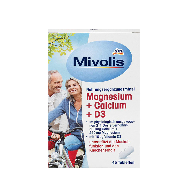 مکمل های 45 عددی و سه کاره Mivolis Magnesium + Calsium + D3