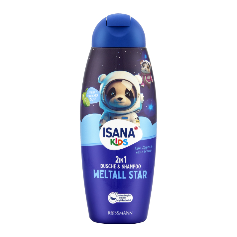 شامپو بچگانه سر و بدن پسرانه isana kids 2in1 weltall star