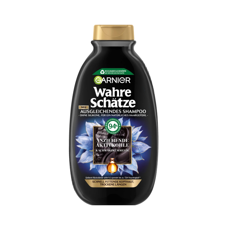 شامپو مخصوص کف سر چرب و نوک موهای خشک garnier anziehnde aktiv kohle 300 ml