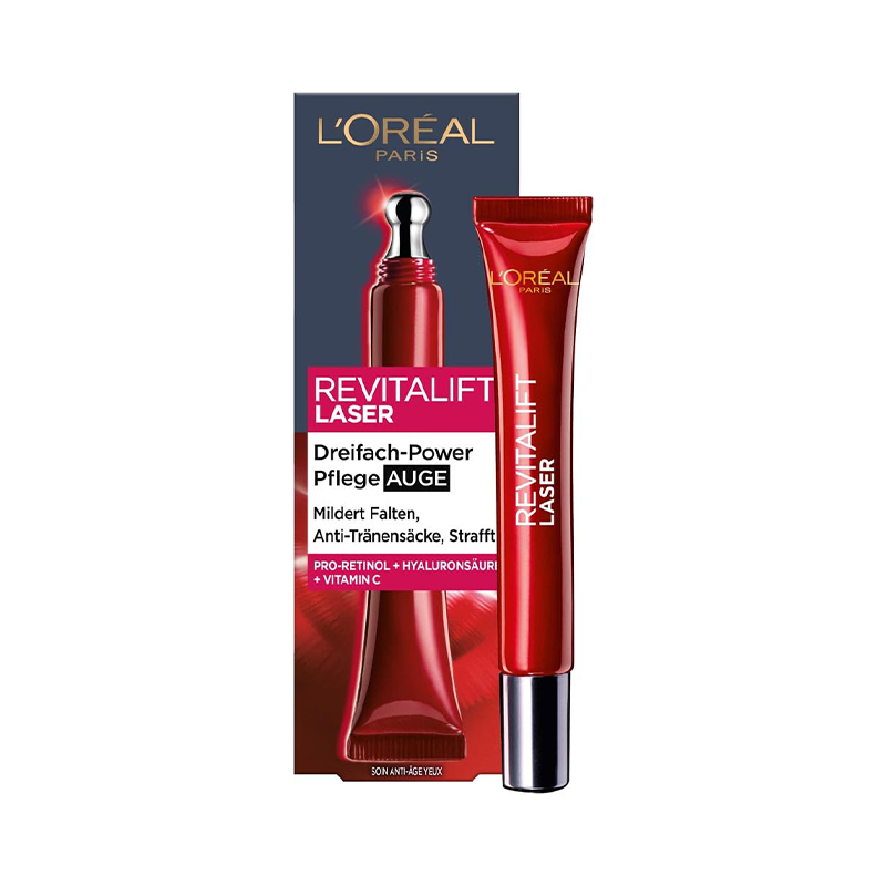 کرم دور چشم ضد چروک حاوی رتینول و آبرسان و ویتامین سی LOREAL REVITALIFT LASER X3