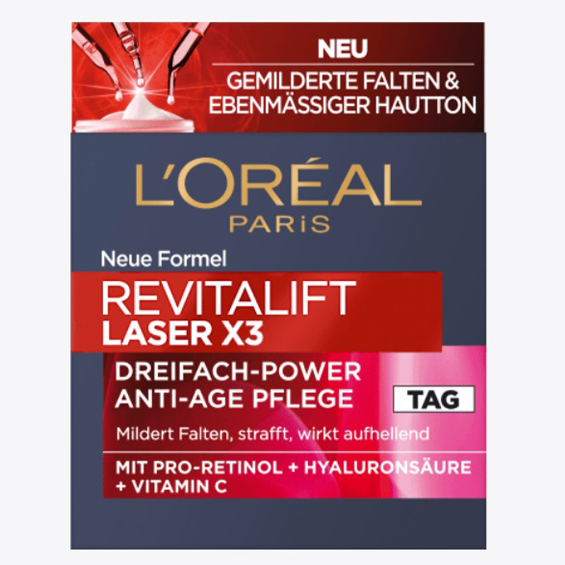 کرم ضد چروک حاوی رتینول و آبرسان و ویتامین سی مخصوص روز  LOREAL REVITALIFT LASER X3