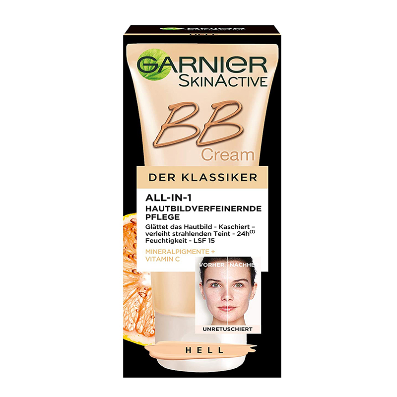 بی بی کرم گارنیر حاوی مرطوب کننده و ضدآفتاب رنگ روشن  GARNIER BB cream HELl